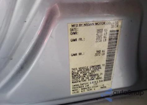 2015 Nissan Altima 2.5 z USA, uszkodzony, nr VIN 1N4AL3AP1FC189134